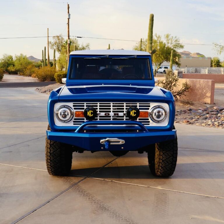 Blue Bronco front view