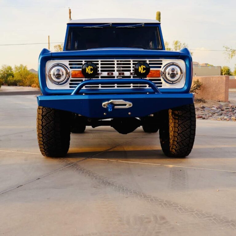 Blue Bronco front view
