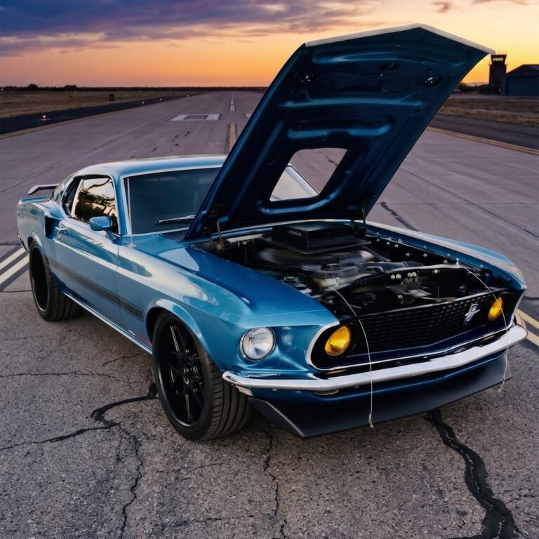 1969-Mach hood open engine view